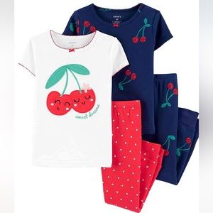 Carter's 4 Piece Short Sleeve Cherry Cotton Pajamas, 24M